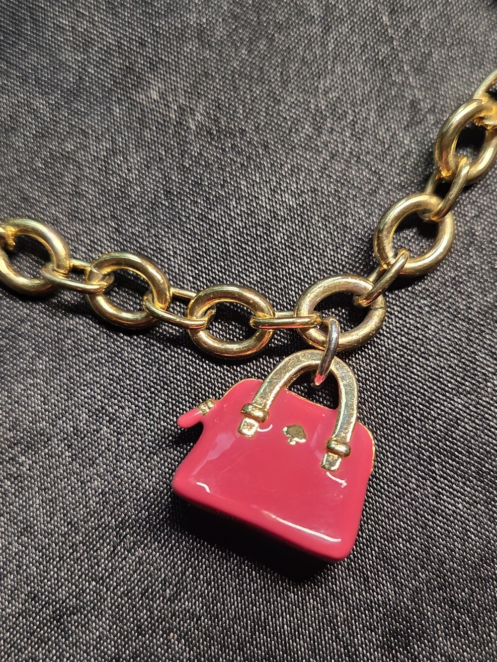 Kate Spade Gold Charm Bracelet with Pink Handbag Charm - Picture 2 of 5